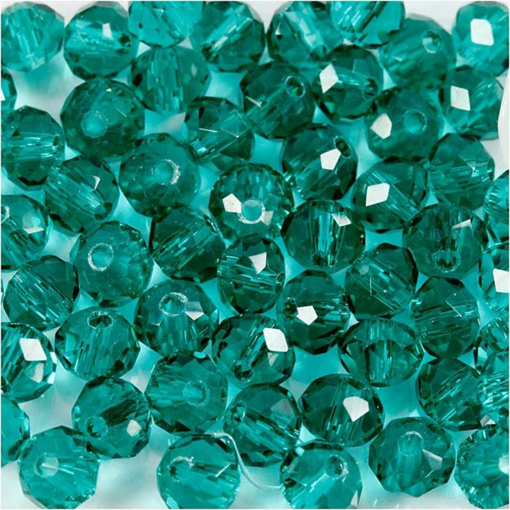 45 perles à facettes rondes ø 4 mm - bleu vert