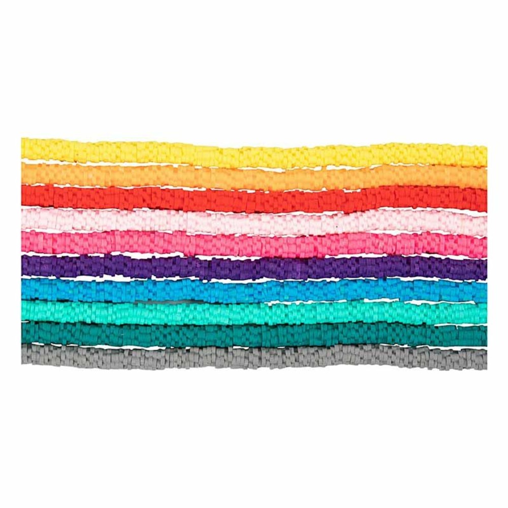 Perles plates en terre cuite 10 couleurs - ø 6 mm