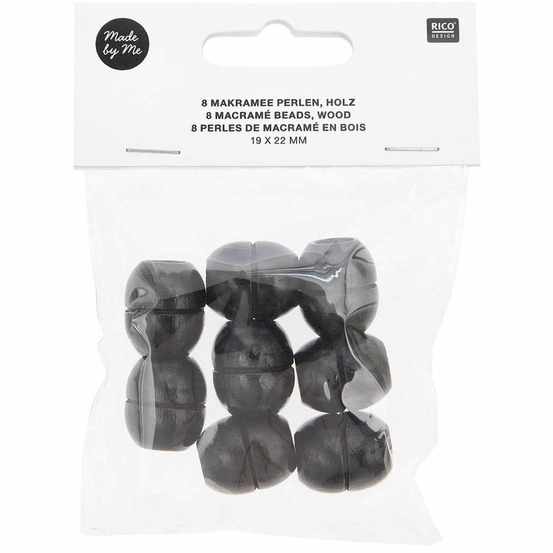 8 perles rondes fantaisies - bois noir - 22 mm