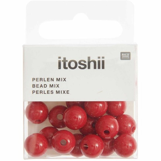 24 perles rondes 10 mm - rouge