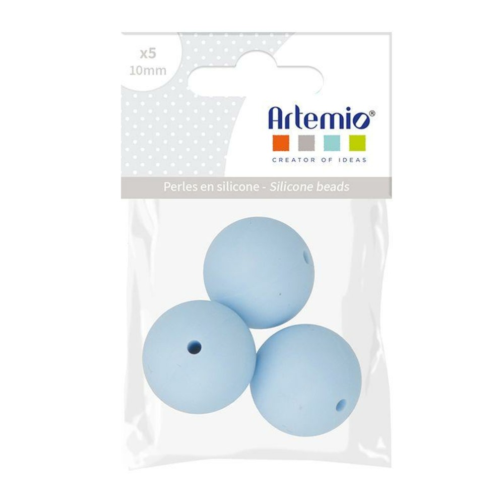 3 perles silicone rondes - 15 mm - bleu pastel