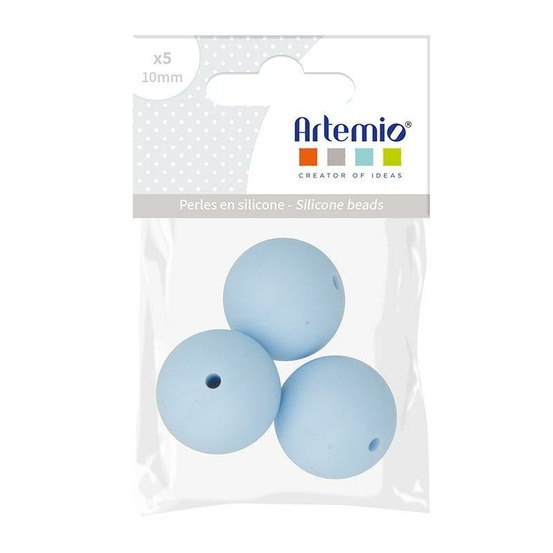 3 perles silicone rondes - 15 mm - bleu pastel