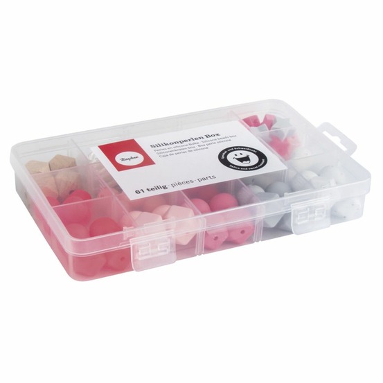 Coffret de perles en silicone - rose