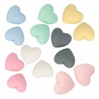 14 perles en silicone coeur 29 mm - multicolore