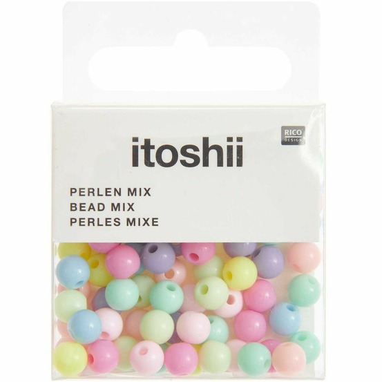 80 perles rondes 6 mm - pastel arc-en-ciel