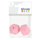2 perles silicone hexagonales - 17 mm - rose