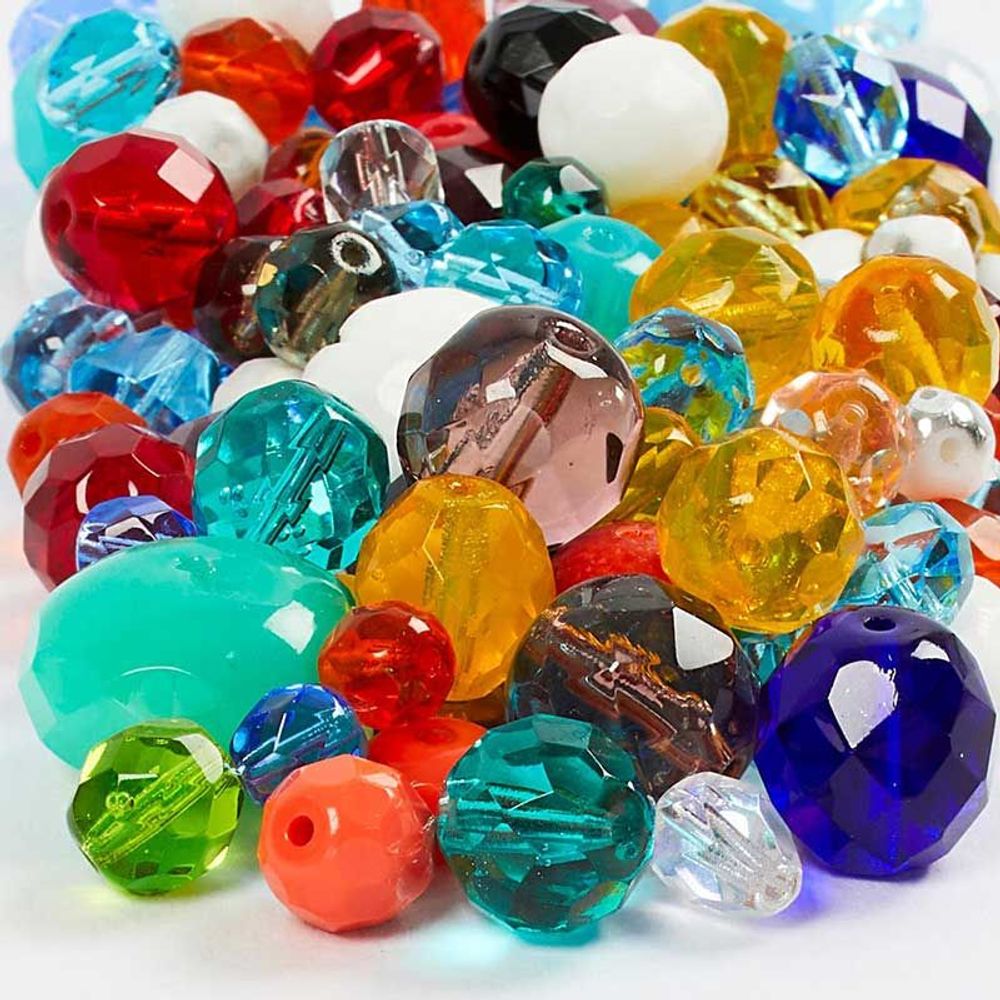 450 perles à facettes colorées - 3 à 15 mm