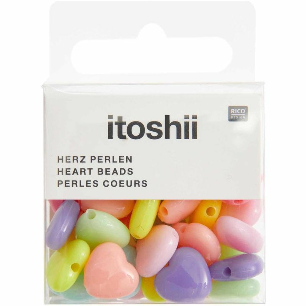 35 perles coeur 12 mm - pastel