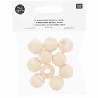 10 perles rondes macramé - bois nature - 20 mm