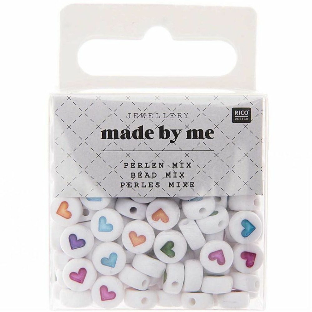 165 perles centre coeur 5 x 7 mm - multicolore