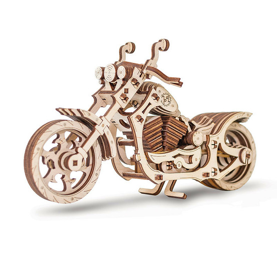 Maquette 3d en bois - moto cruiser 22 cm