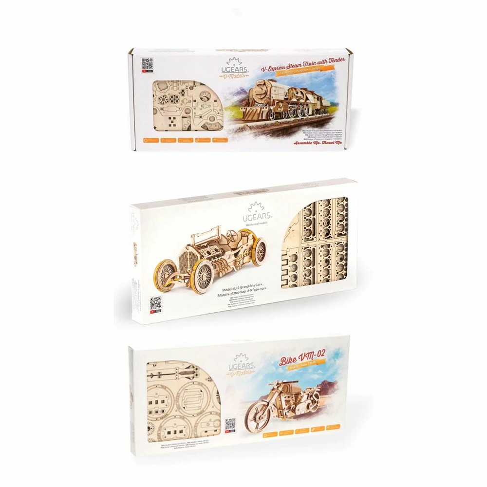 3 maquettes en bois 3d - transport