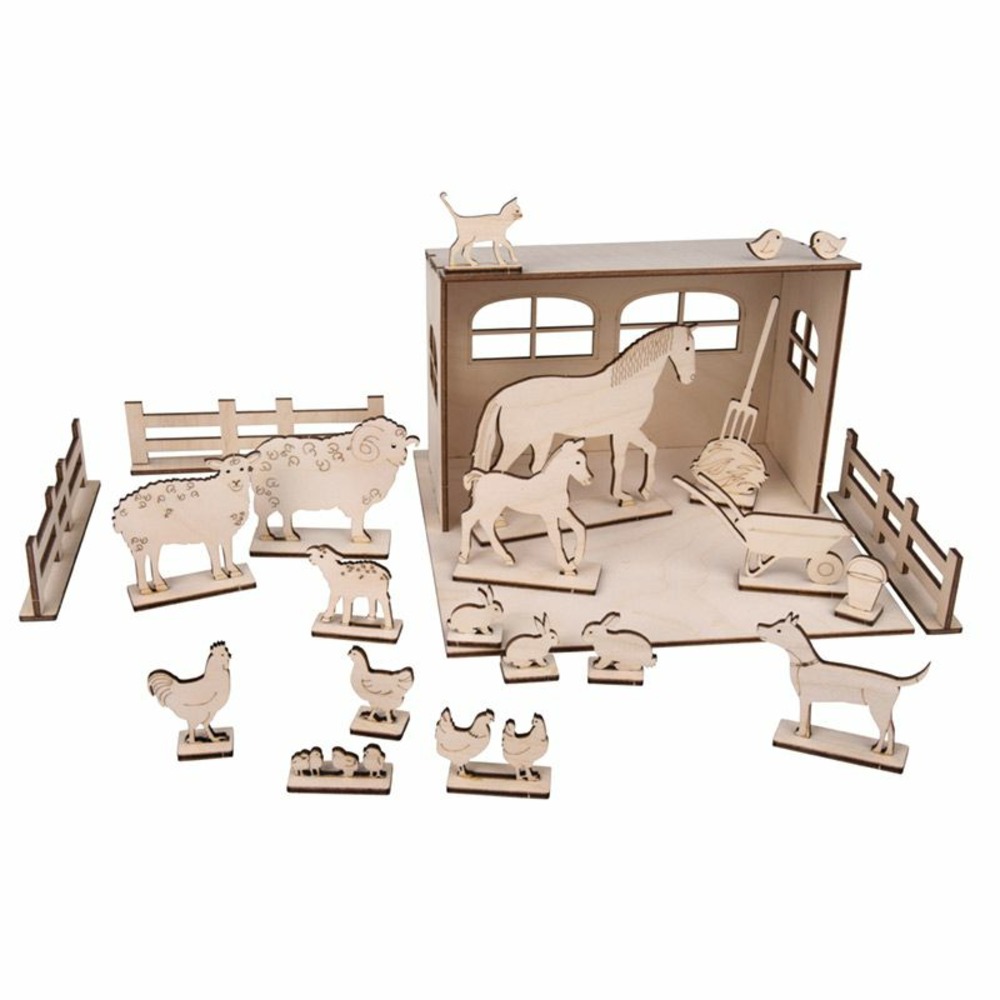 Kit décor 3d ferme en bois fsc 45 pièces