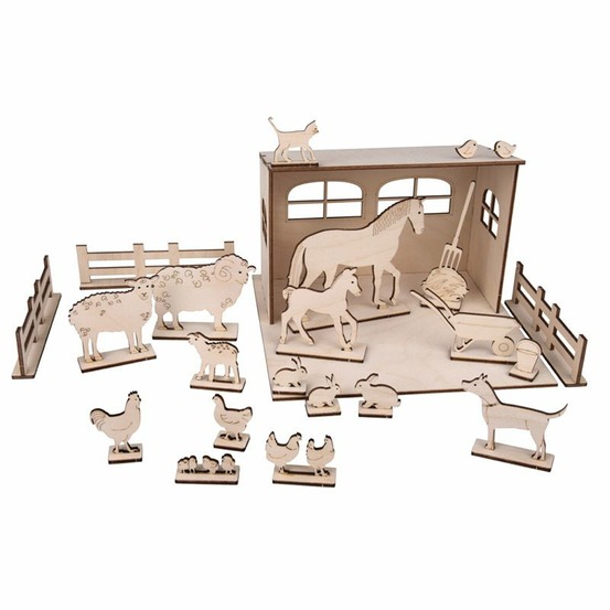 Kit décor 3d ferme en bois fsc 45 pièces