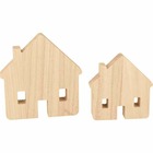 2 maisons en bois - 12,5 x 13 cm + 9,5 x 10 cm