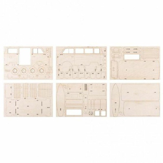 Maquette en bois 3d camping car à customiser - 30 x 13 x 17 cm