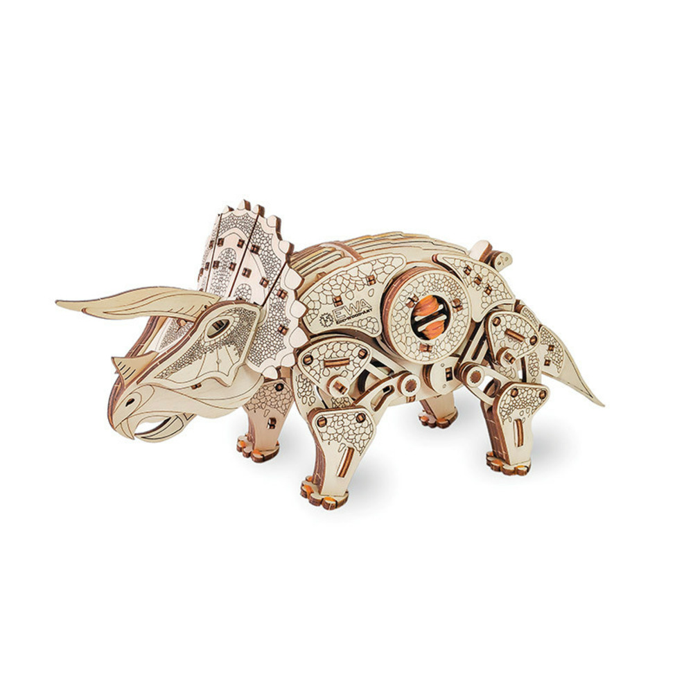Maquette 3d en bois - triceratops 32 cm