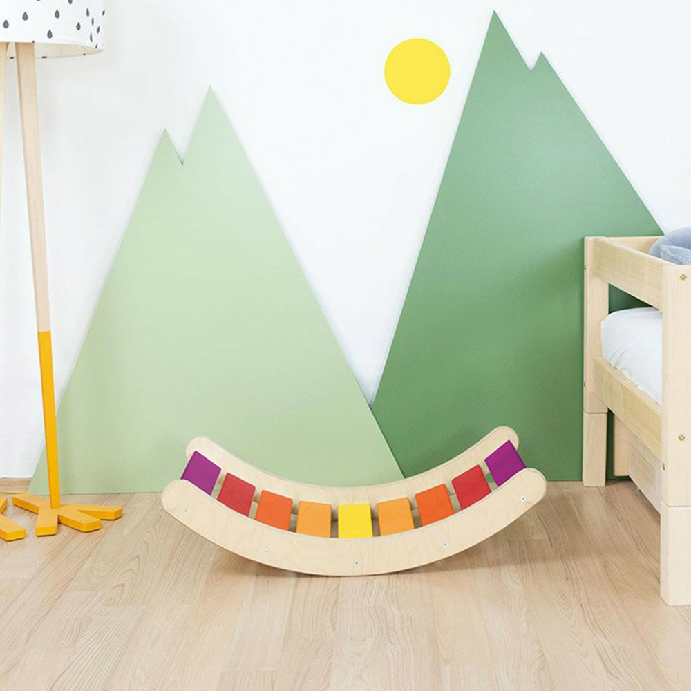 Planche d'équilibre rokit - bois massif dégradé couleurs chaudes