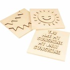 3 plaques en bois soleil - 15 x 15 cm