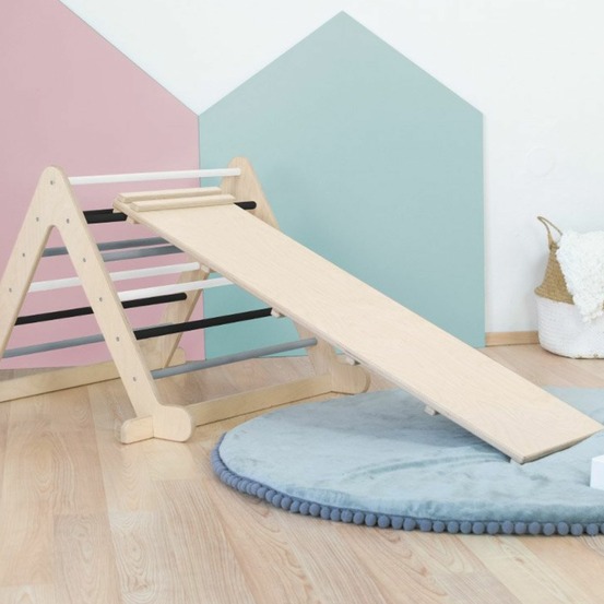 Jeu d'équilibre et motricité piky - bois naturel, noir, gris et blanc