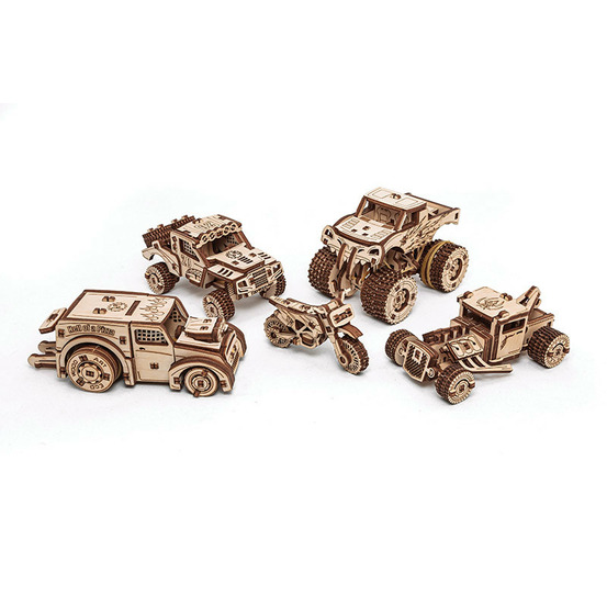 Maquette 3d en bois - 5 véhicules de 7 à 11,8 cm
