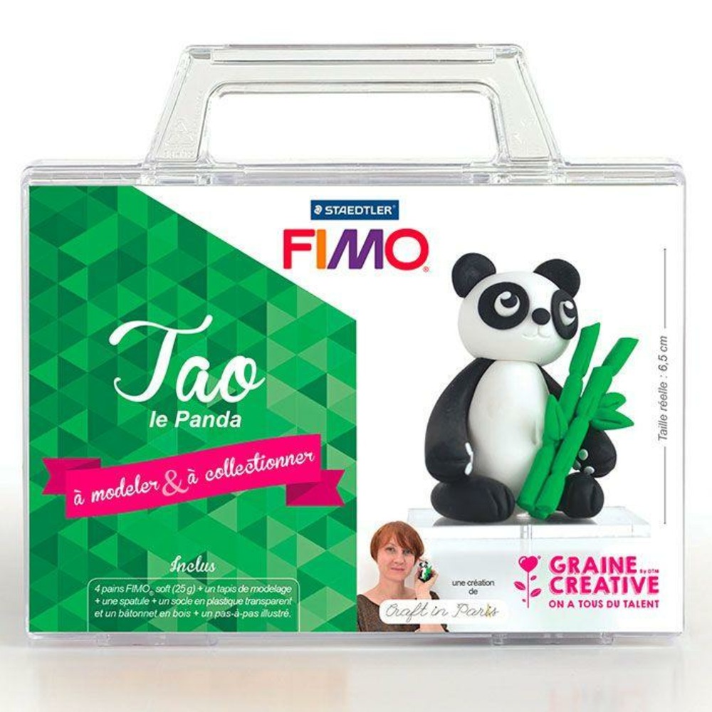 Coffret de modelage pâte polymère pour enfants - tao le panda 6,5 cm