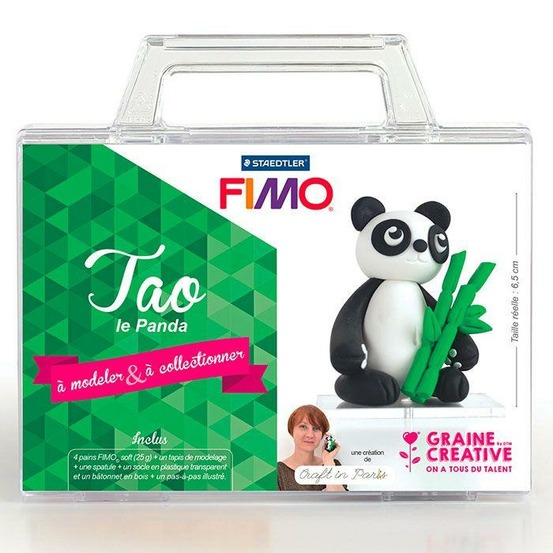 Coffret de modelage pâte polymère pour enfants - tao le panda 6,5 cm