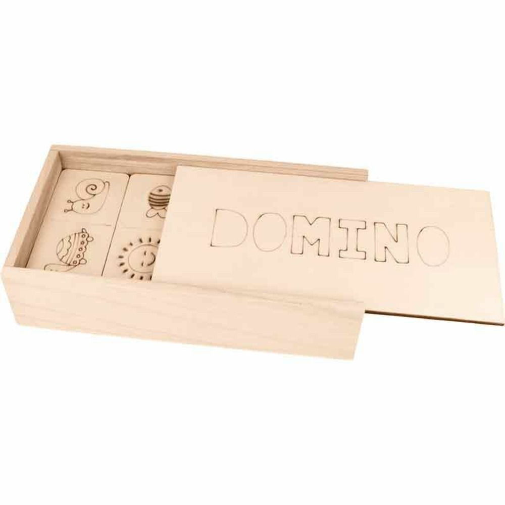 Jeu de dominos en bois - 24 pièces - 22 x 12 x 5,3 cm