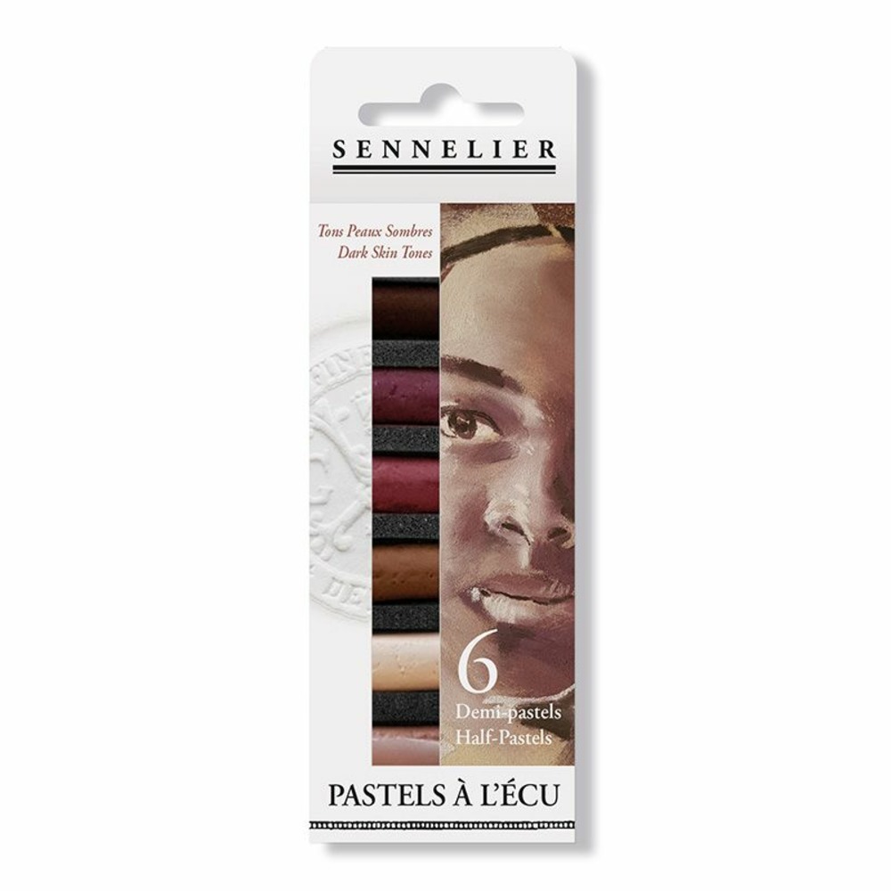 Etui pastels 'a l'écu' - 6 demi-pastels - portrait teintes foncées