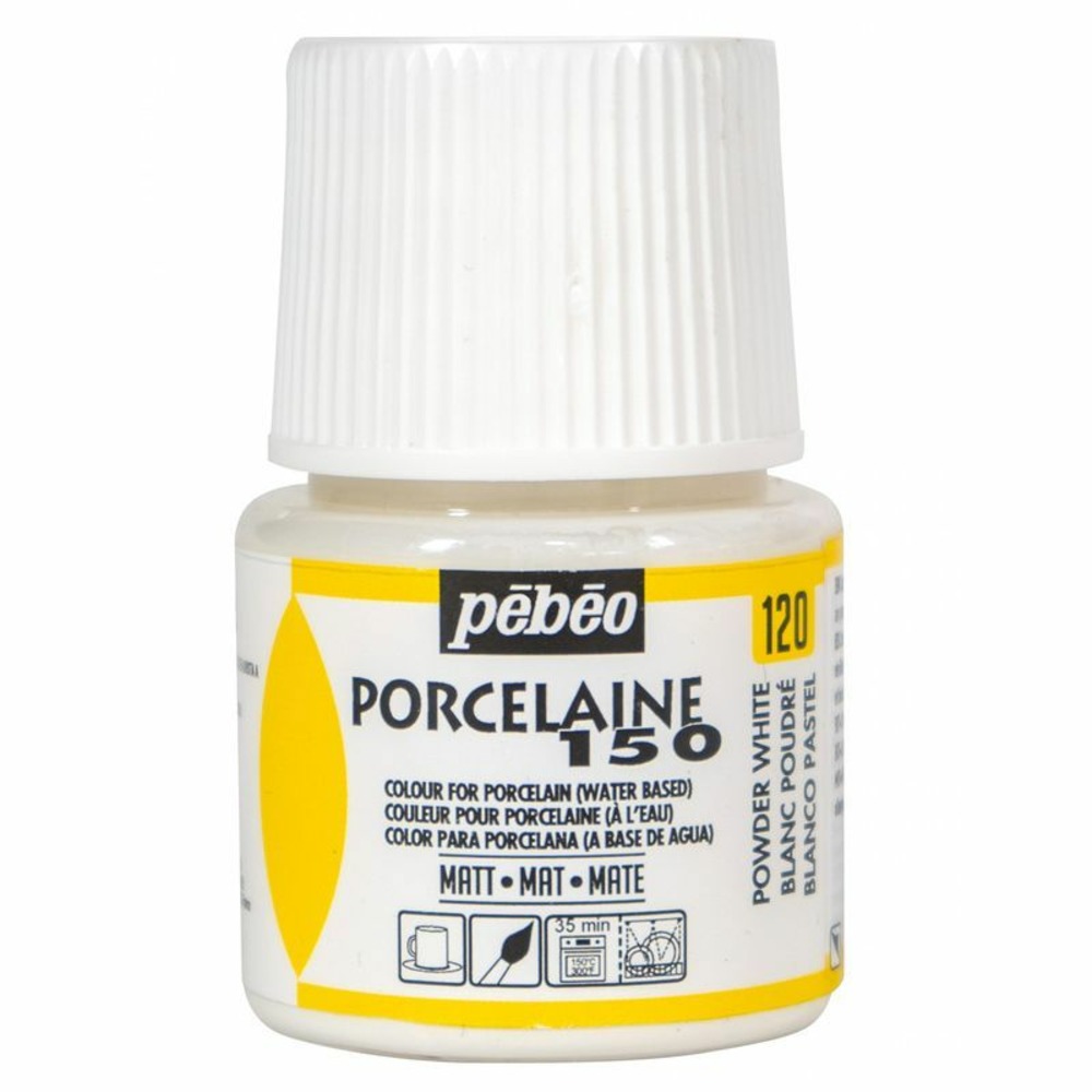 Peinture à l'eau mate pour porcelaine - blanc - 45 ml