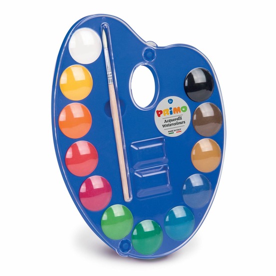 Grande palette d'aquarelle 12 couleurs ø 25 mm