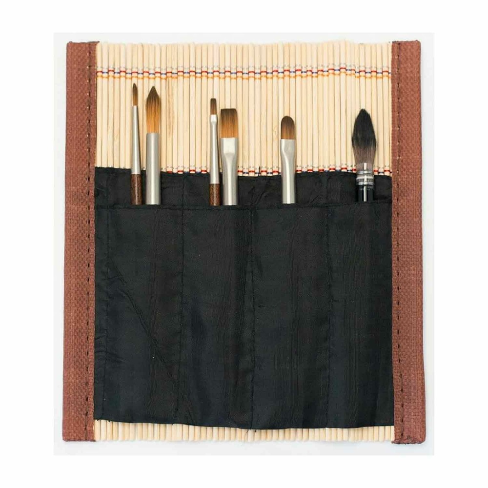 Pincelier de voyage en bambou 16 cm