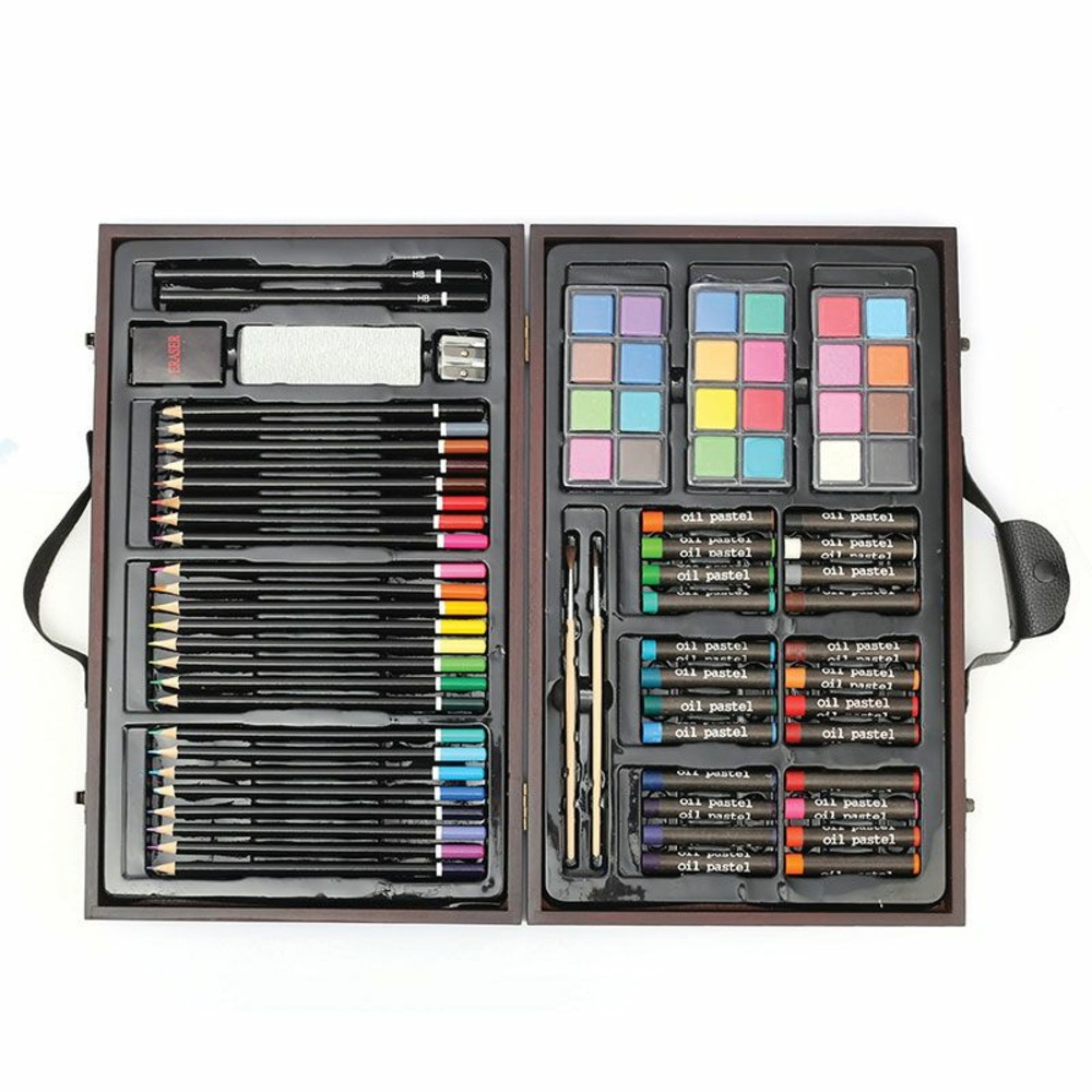 Malette d'artiste - peinture, dessin et pastels - 80 pièces