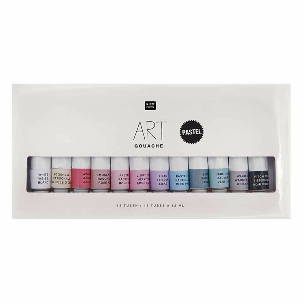 Set peinture gouache - couleurs pastel - 12 x 12 ml