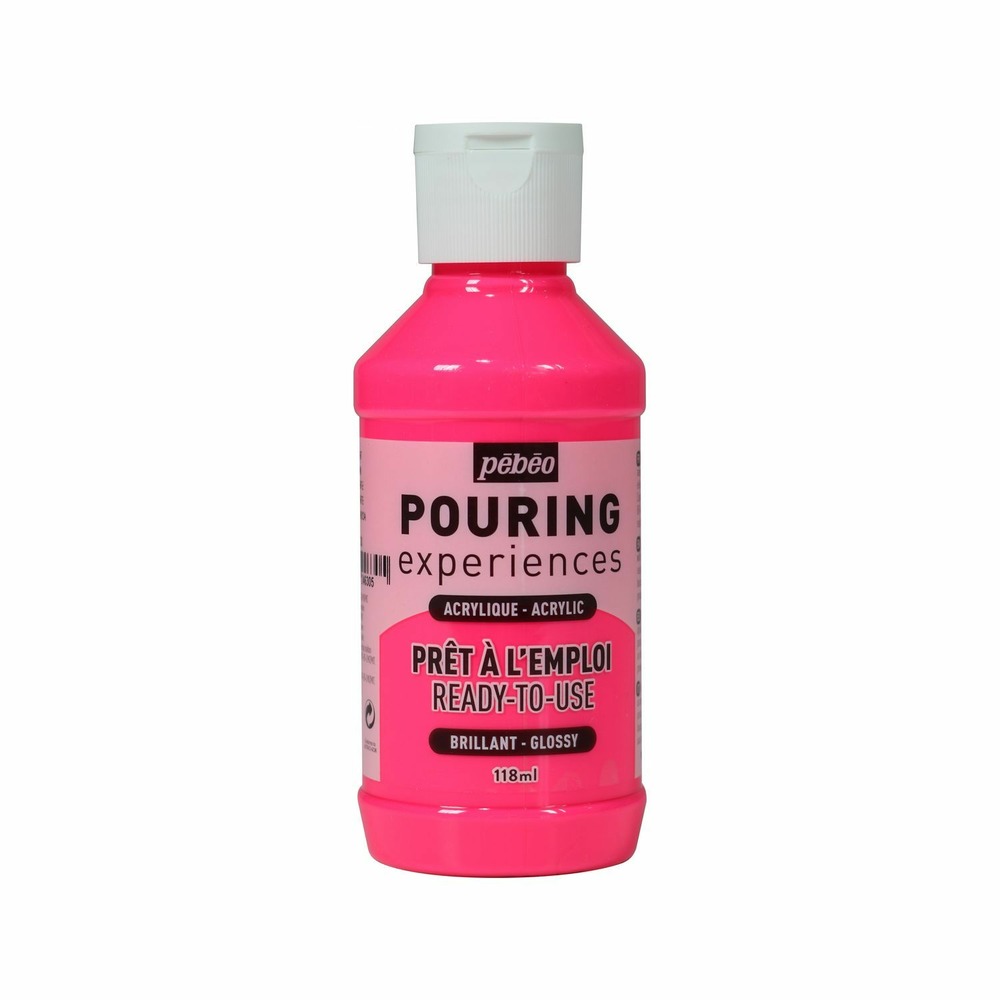 Peinture pouring acrylique brillante - rose fluo - 118 ml