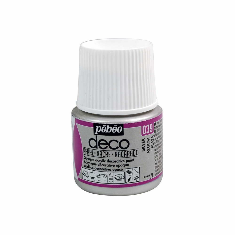 Peinture acrylique opaque nacrée - argent - 45 ml