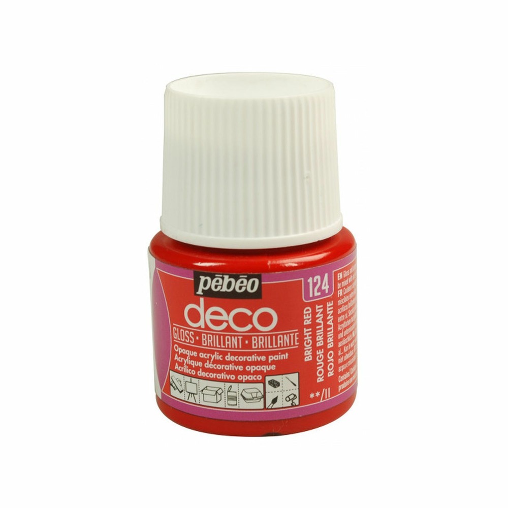 Peinture acrylique opaque brillante - rouge brillant - 45 ml