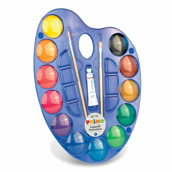 Grande palette d'aquarelle 12 couleurs ø 44 mm