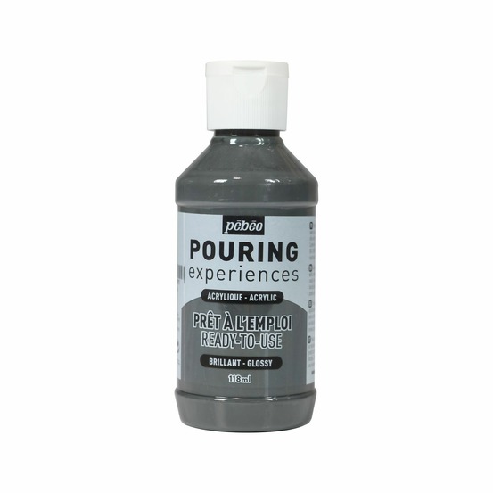 Peinture pouring acrylique brillante - gris - 118 ml