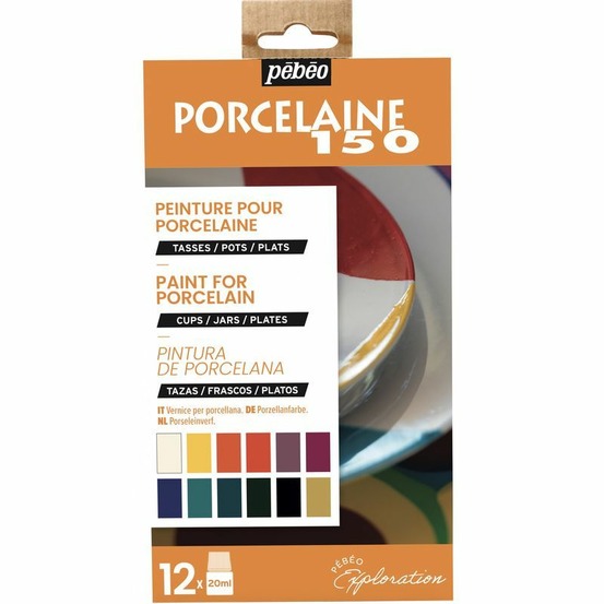 Set de 12 peintures base eau porcelaine - 12 x 20 ml