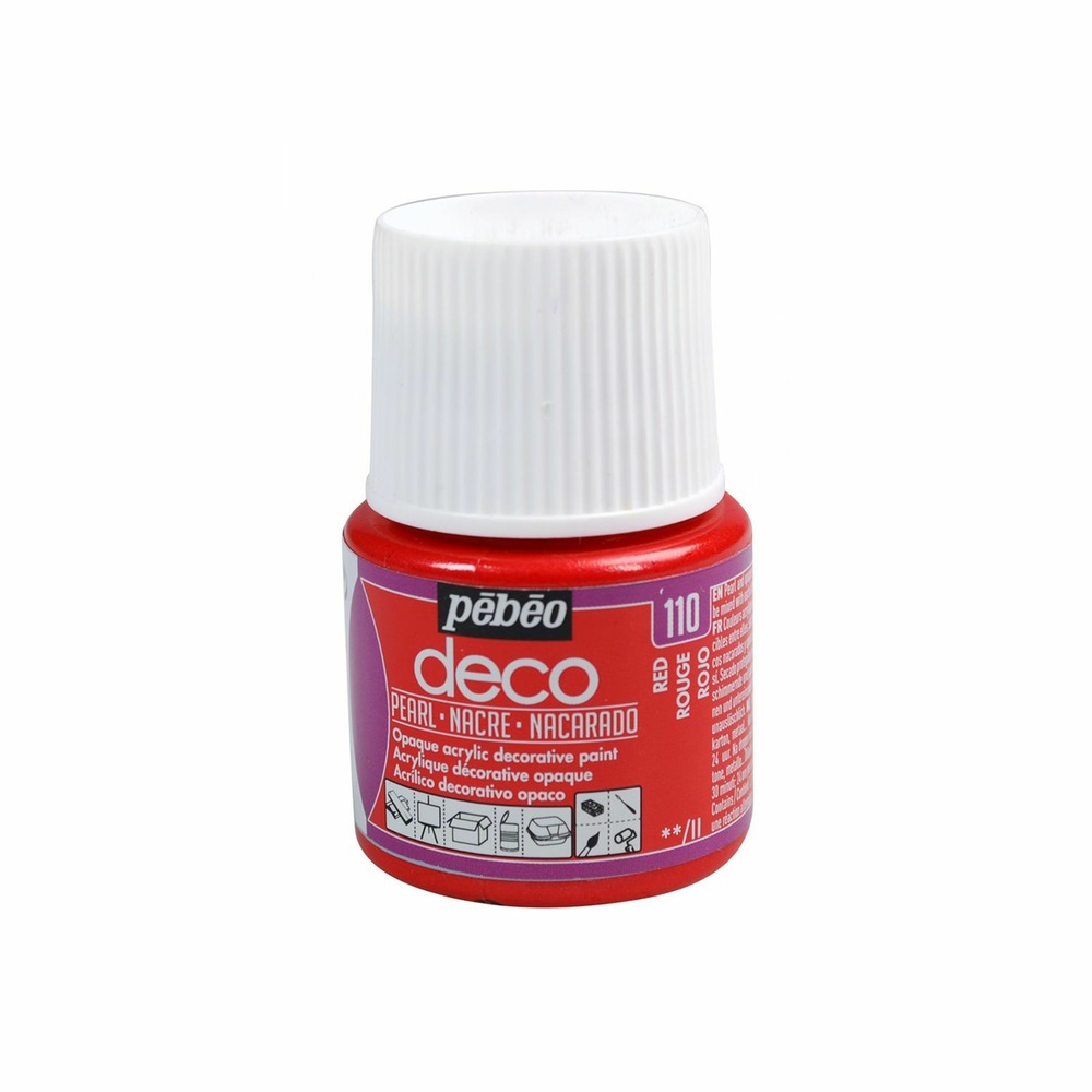 Peinture acrylique opaque nacrée - rouge - 45 ml