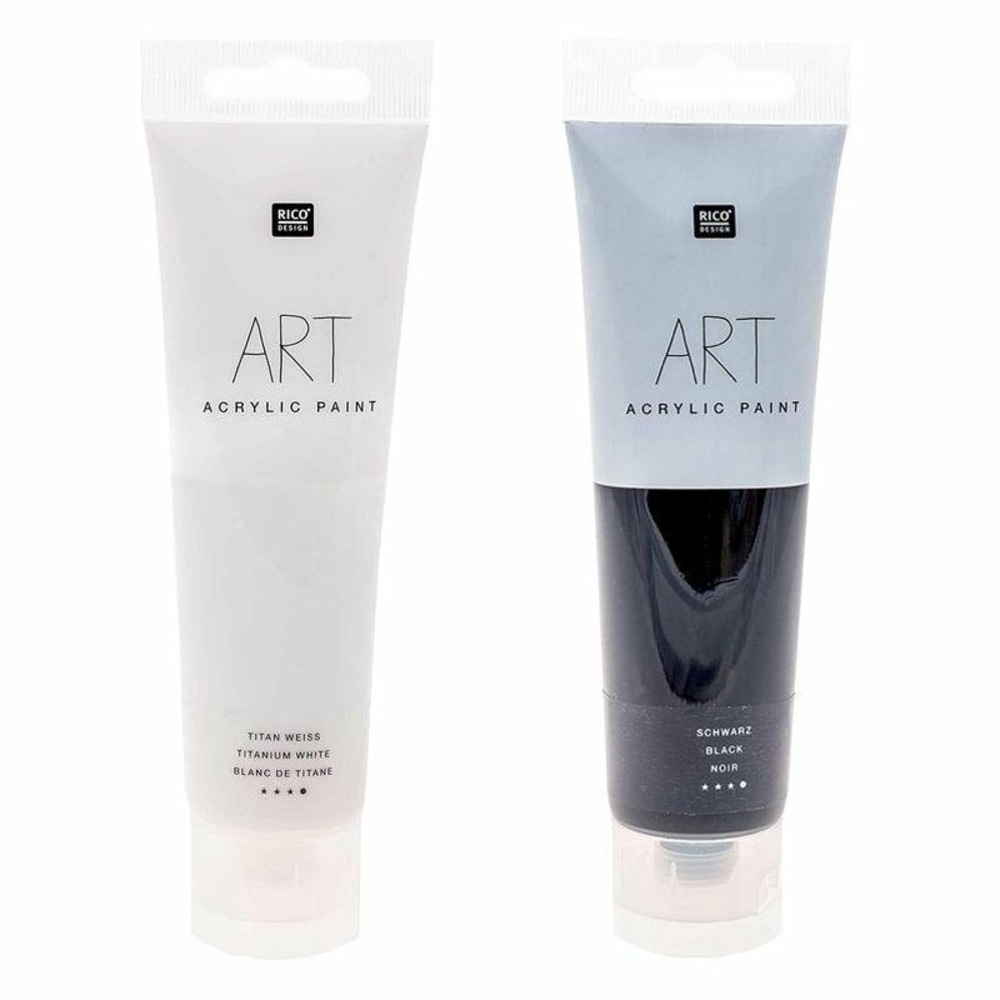 2 tubes de peinture acrylique 100 ml - n&b