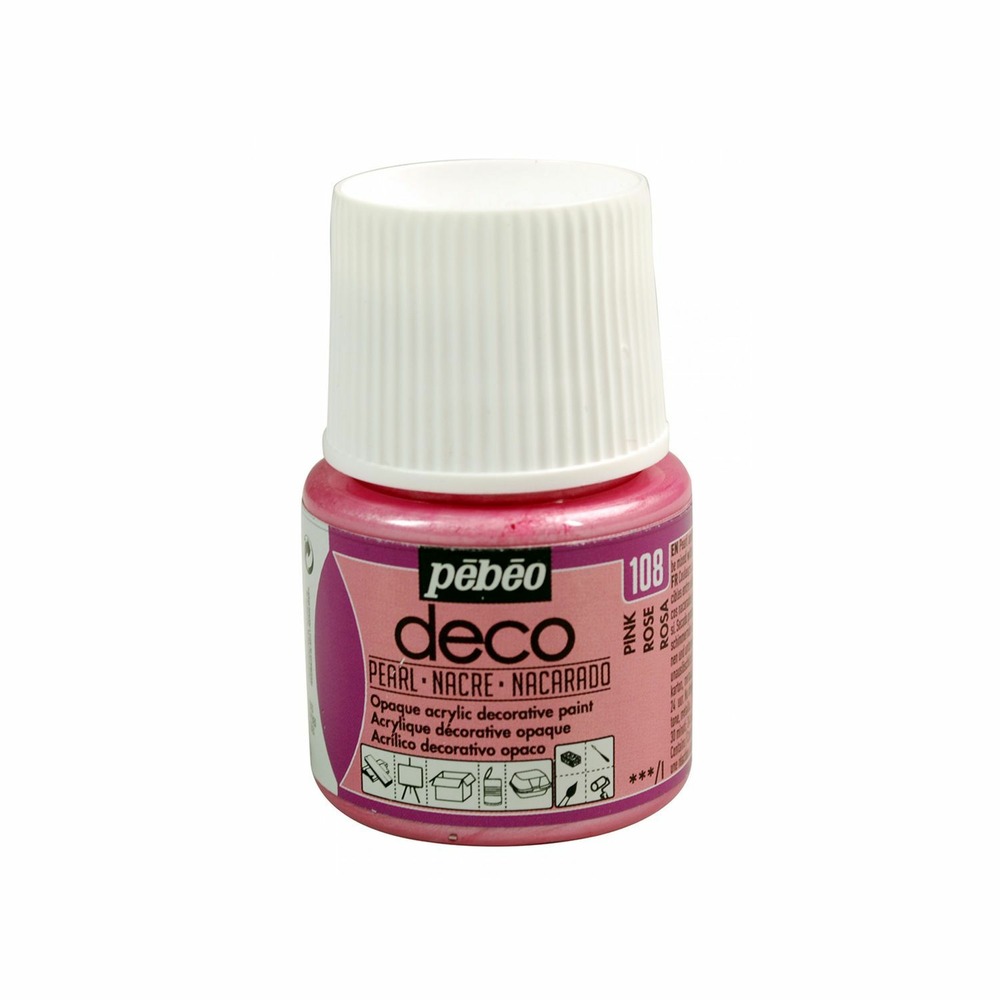 Peinture acrylique opaque nacrée - rose - 45 ml