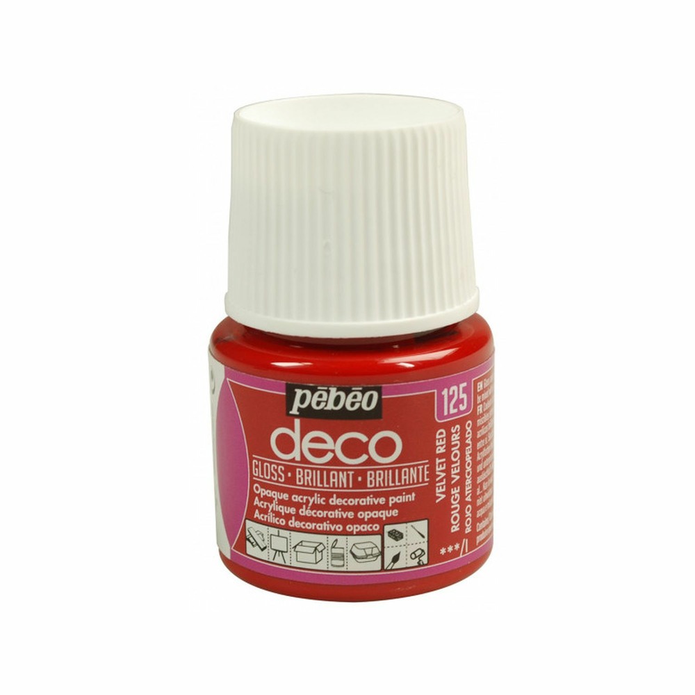 Peinture acrylique opaque brillante - rouge velours - 45 ml