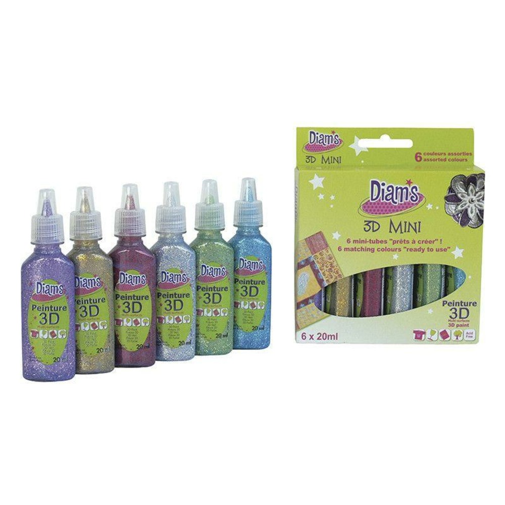 Set 6 couleurs pailletées diam's 3d mini - total star