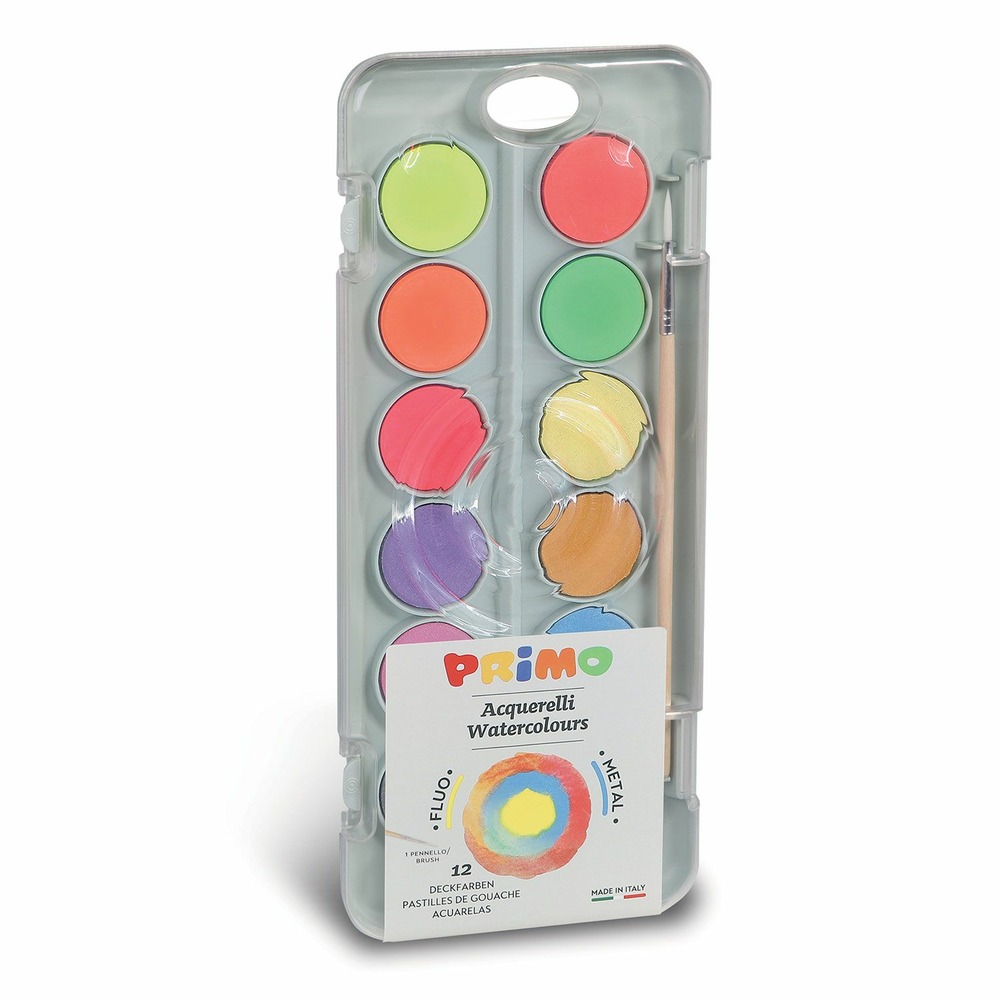 Palette d'aquarelle métallique et fluo 12 couleurs