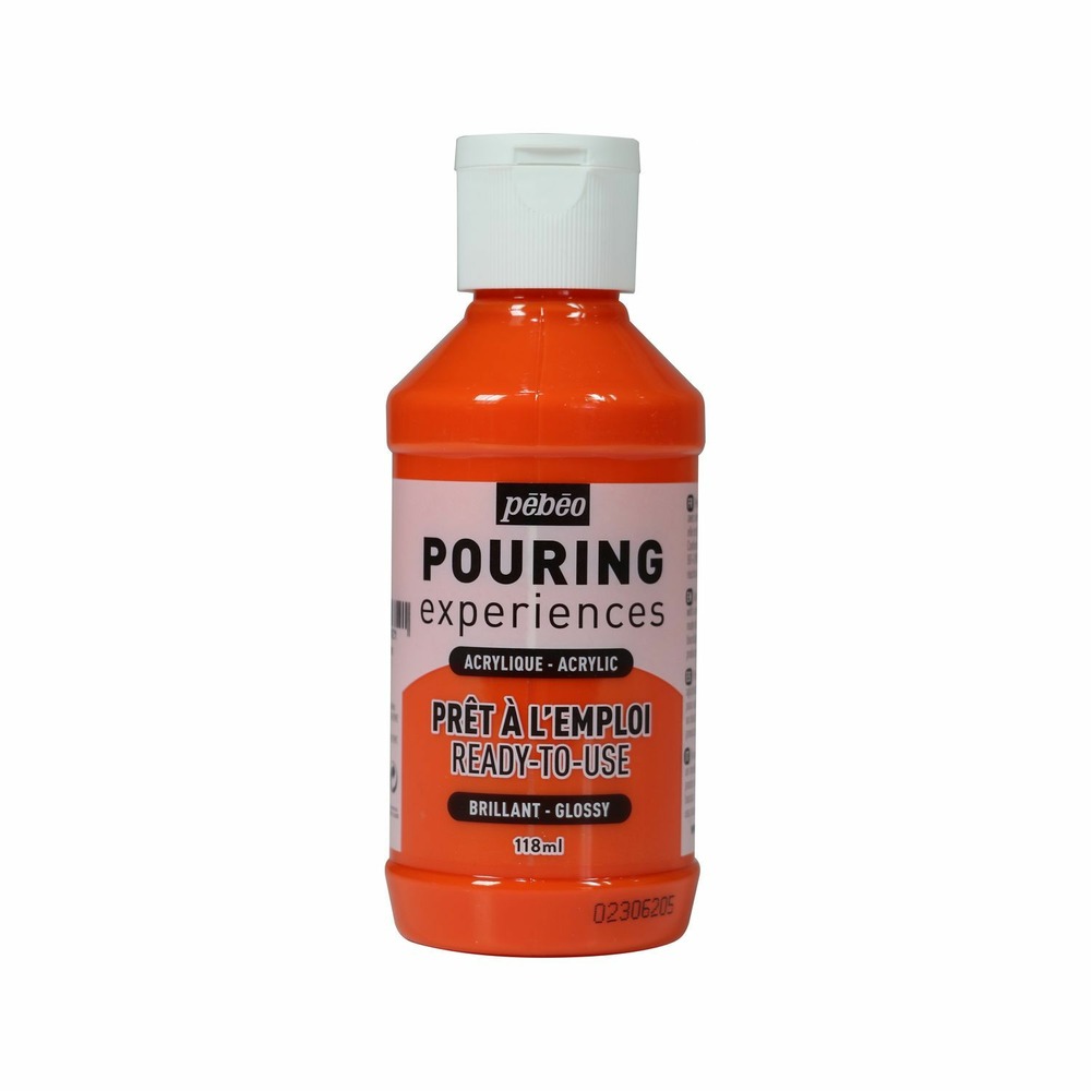 Peinture pouring acrylique brillante - orange - 118 ml
