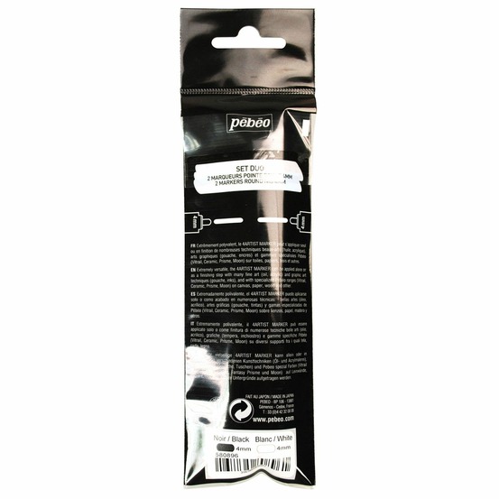 Duo de marqueurs base huile 4 mm - noir et blanc