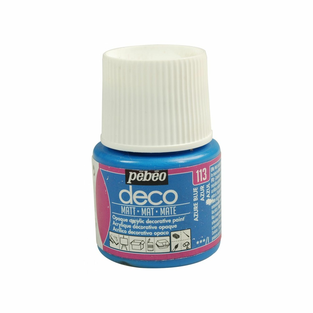 Peinture acrylique opaque mate - bleu azur - 45 ml