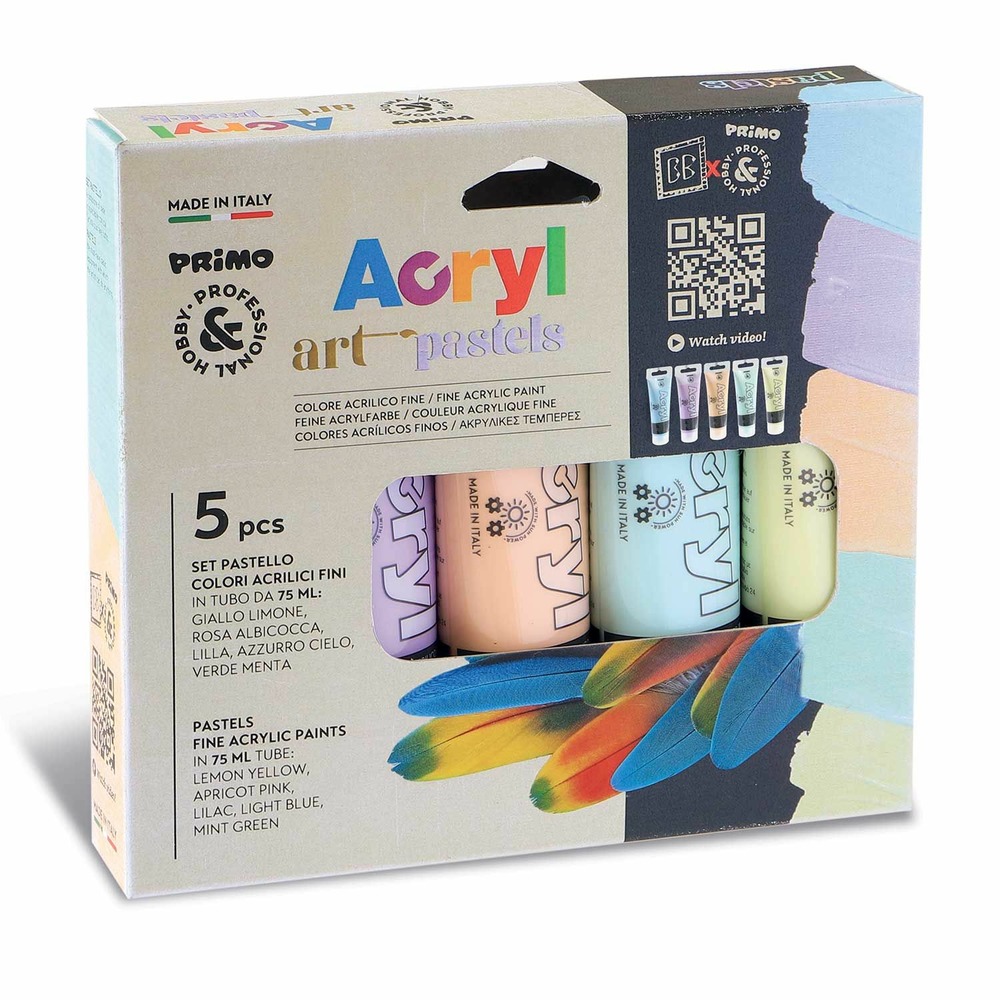 5 tubes de peinture acrylique pastel